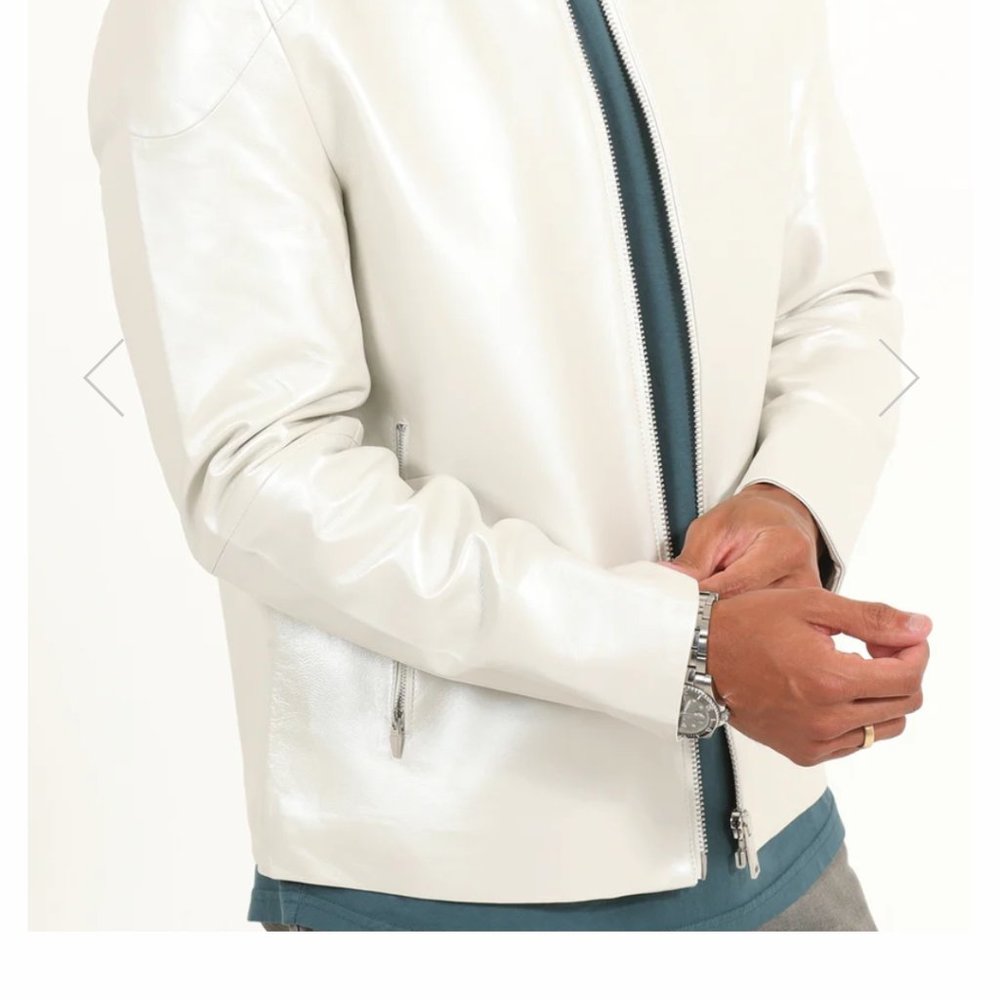 Cadogan men's white leather jacket